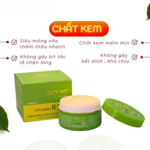 OLY HT Luxury Vitamin B5 Kem Dưỡng Trắng Toàn Thân OLY HT Luxury Vitamin B5 Kem Dưỡng Trắng Toàn Thân